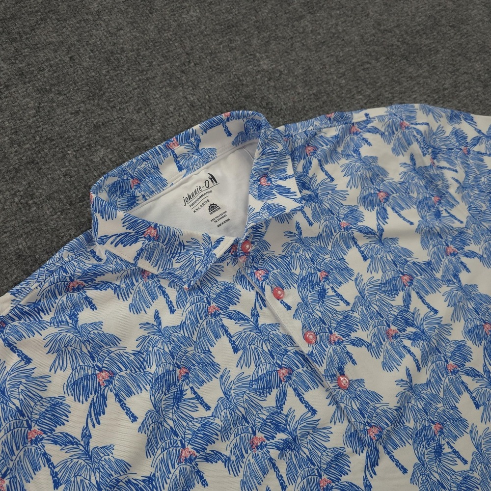 Johnnie-O Polo Shirt Mens 2XL Blue The Grove Tropical Golf Performance Beach